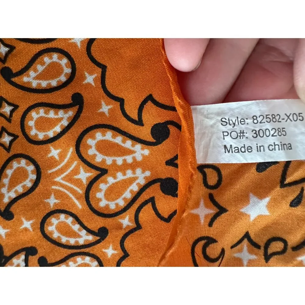 TITO'S Handmade Vodka Hankerchief Bandana Scarf Square Black Orange